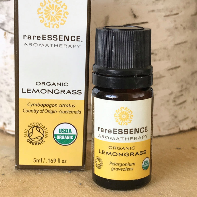 Bottle of organic Lemongrass essential oil by Rare Essence