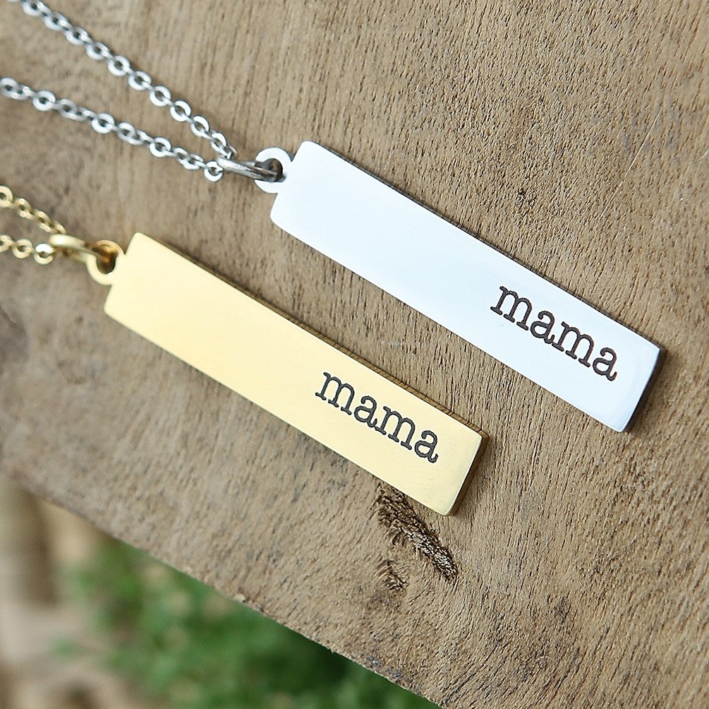 Mama - Engraved Gold Bar Necklace