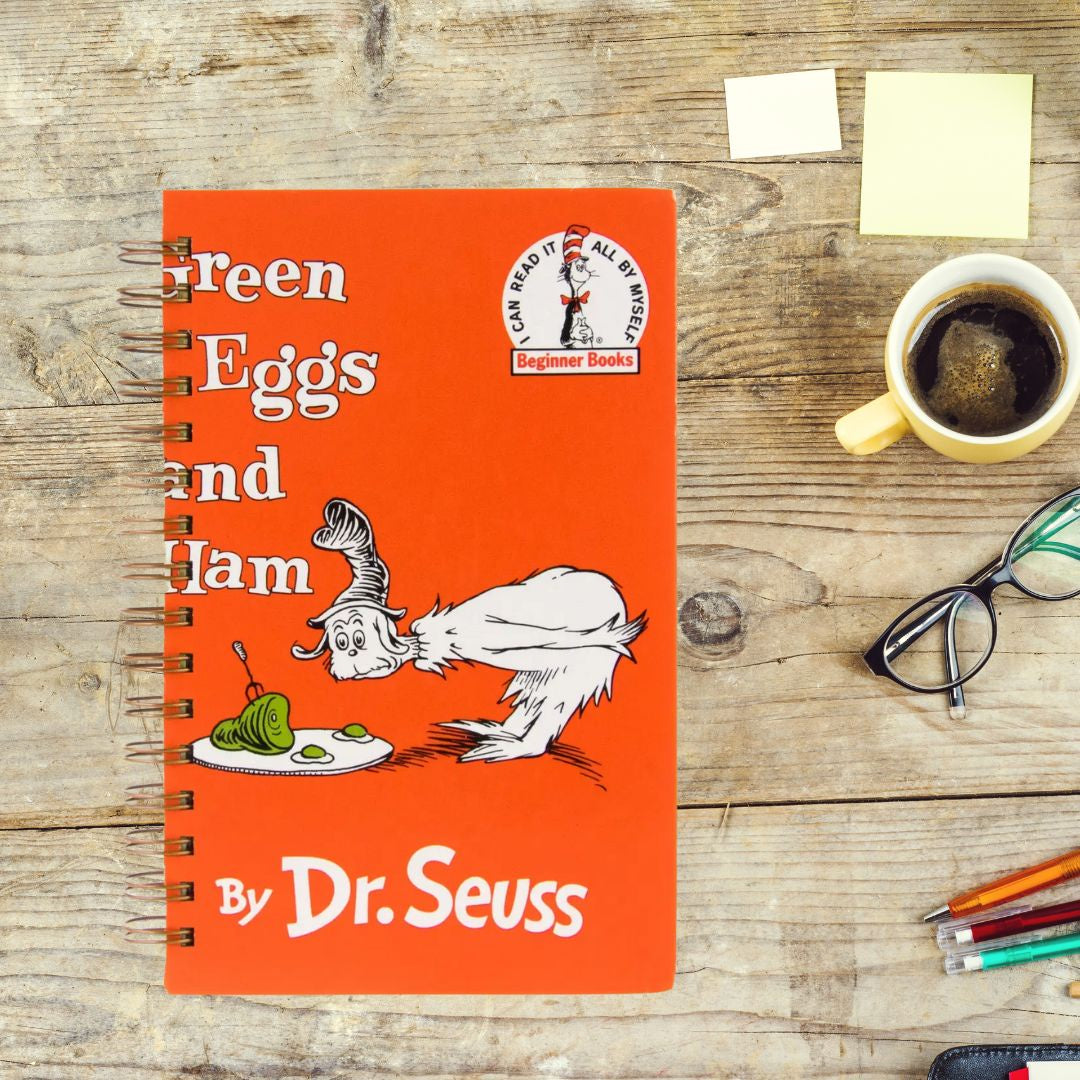 Green Eggs and Ham book turned into a spiral bound journal