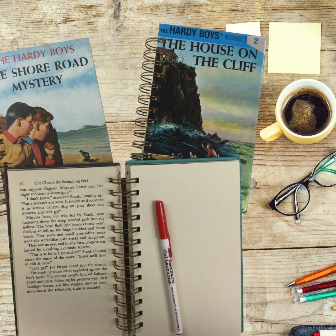 The Hardy Boys books turned into spiral bound journals
