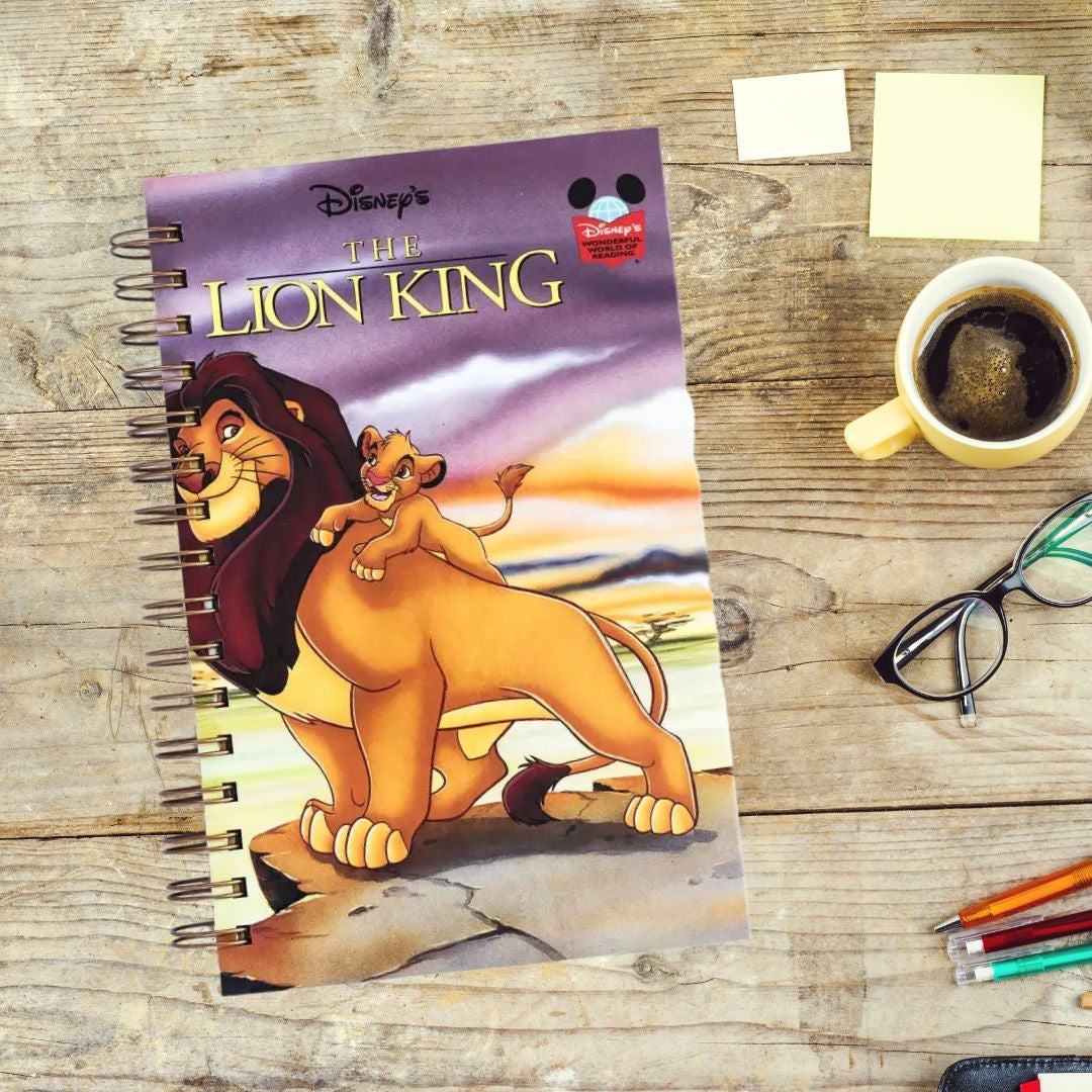 The Lion King book turned into a spiral bound journal